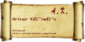 Artner Kálmán névjegykártya
