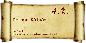 Artner Kálmán névjegykártya