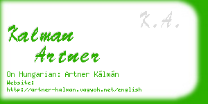 kalman artner business card