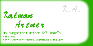 kalman artner business card